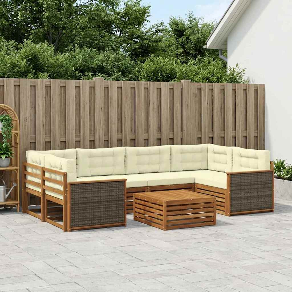 Buiten bankenset met kussen 7 pcs Natuurlijk en Crème is nu te koop bij PeponiXL, paradijselijk wonen!