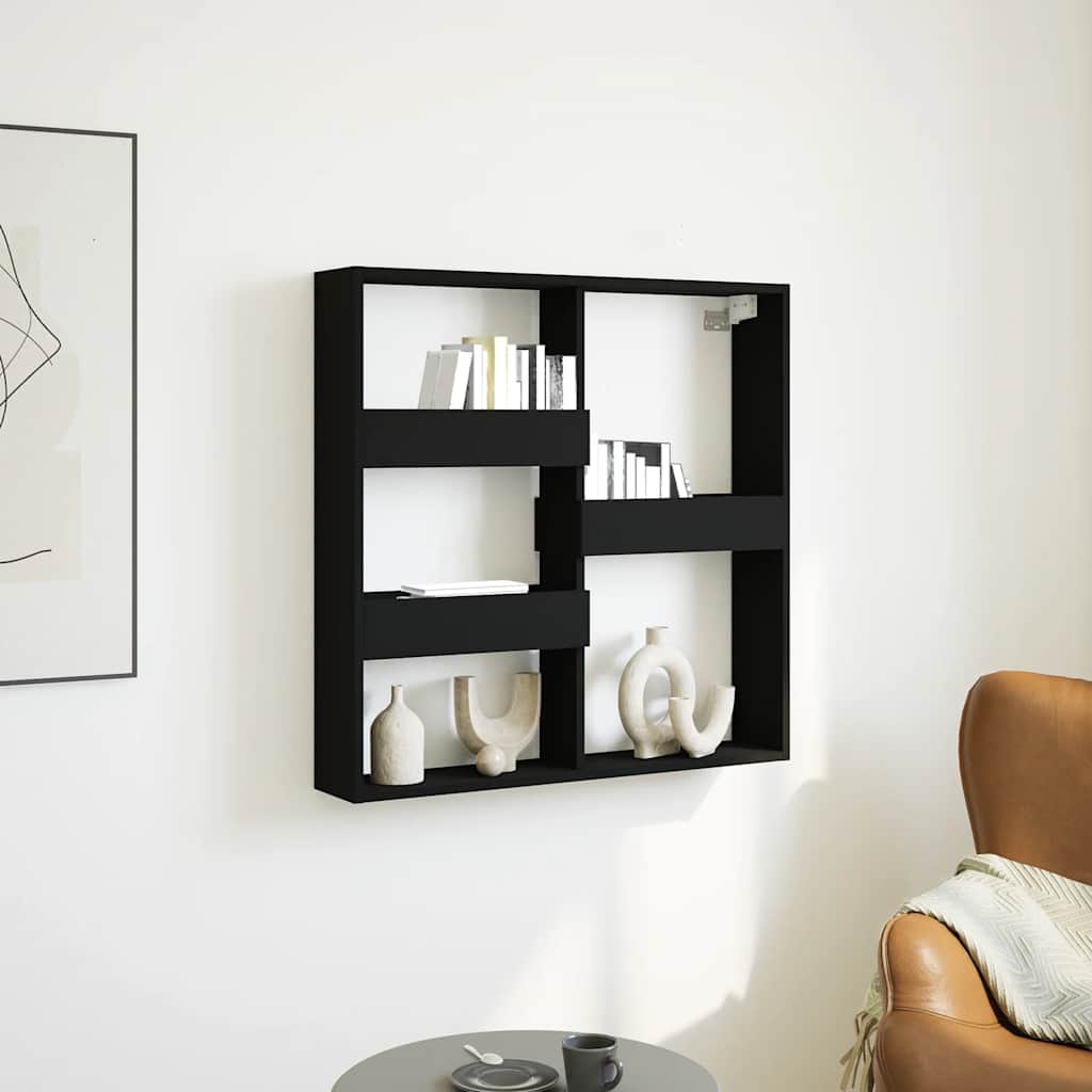 Wandkast 80x15x80 cm bewerkt hout zwart is nu te koop bij PeponiXL, paradijselijk wonen!
