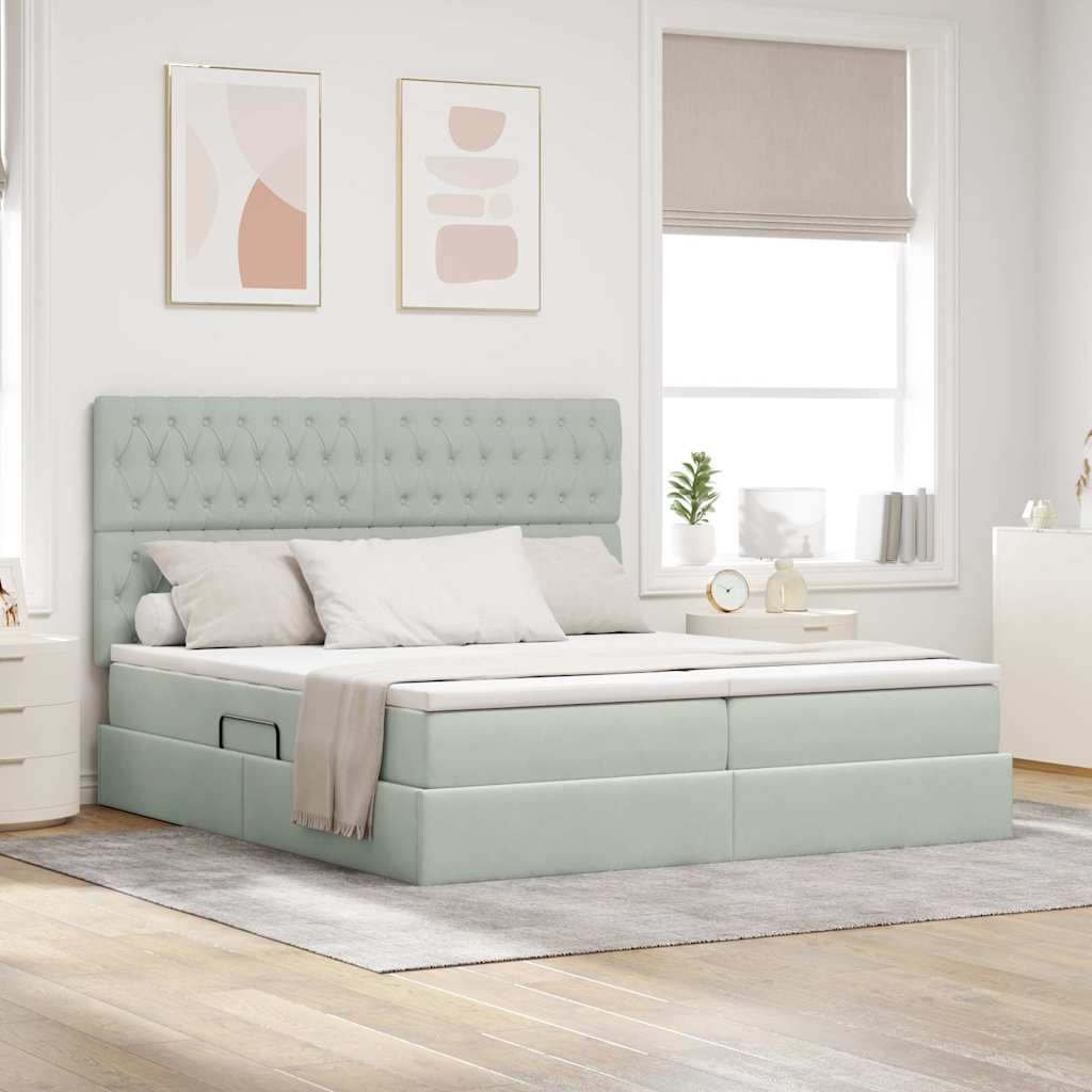 Opslag bed met matras Lichtgrijs 200 x 200 cm Fluweel is nu te koop bij PeponiXL, paradijselijk wonen!