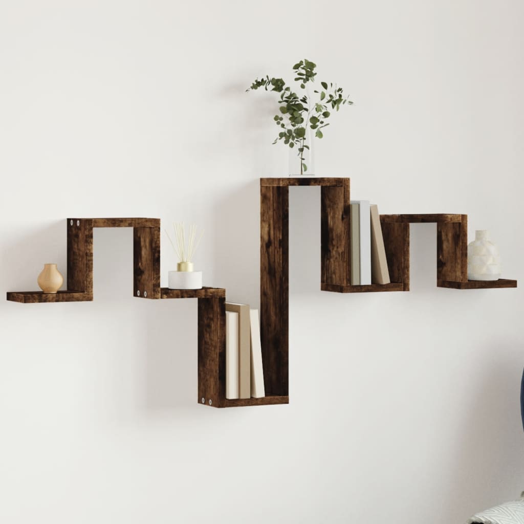 Wandschap 104,5x10x43 cm bewerkt hout gerookt eikenkleurig is nu te koop bij PeponiXL, paradijselijk wonen!