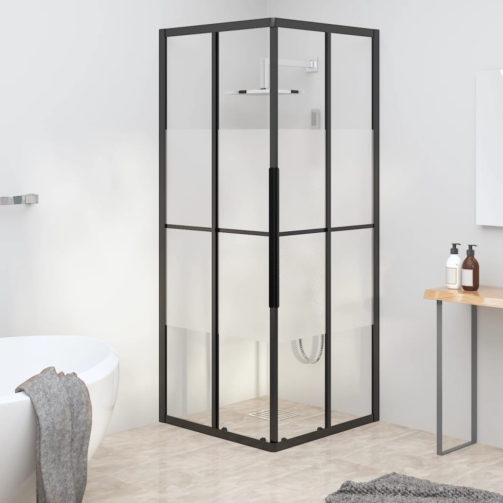 Douchecabine 80x80x180 cm halfmat ESG zwart is nu te koop bij PeponiXL, paradijselijk wonen!
