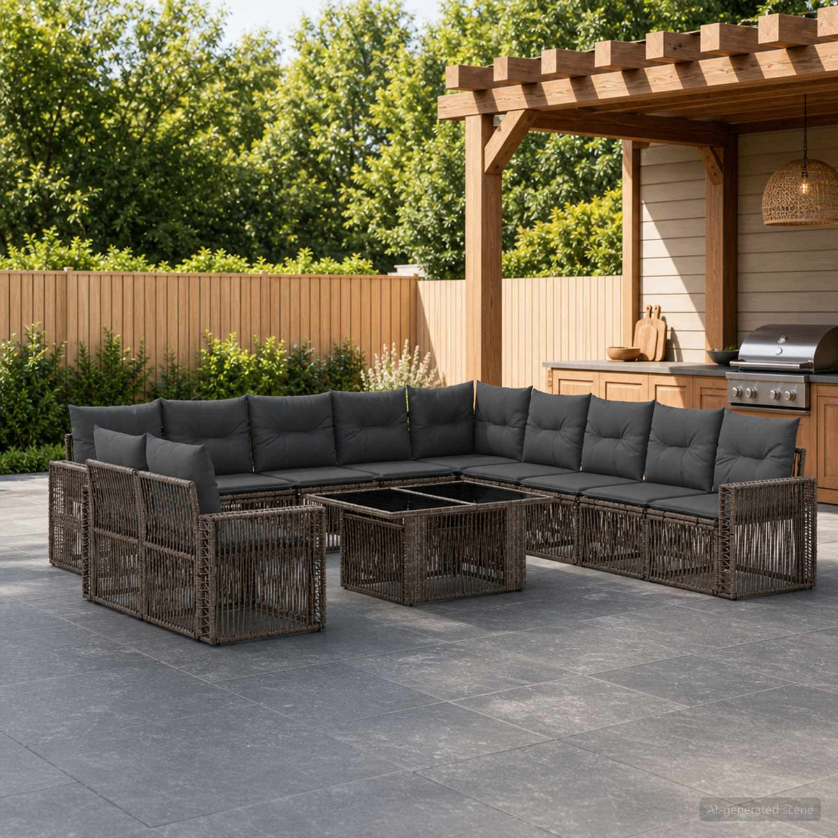 Tuinbankenset 12 st Grijs en Donkergrijs poly rattan is nu te koop bij PeponiXL, paradijselijk wonen!