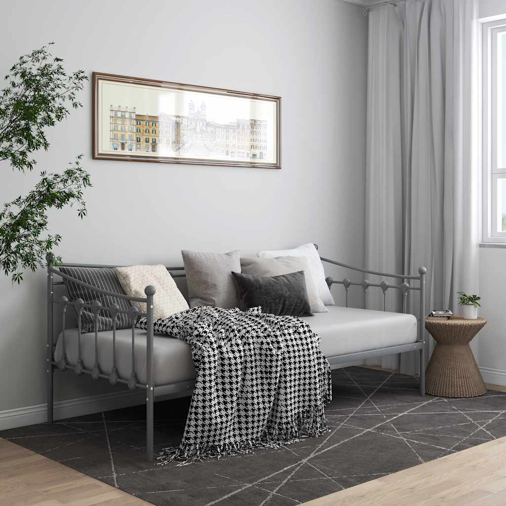 Slaapbank metaal grijs 90x200 cm is nu te koop bij PeponiXL, paradijselijk wonen!