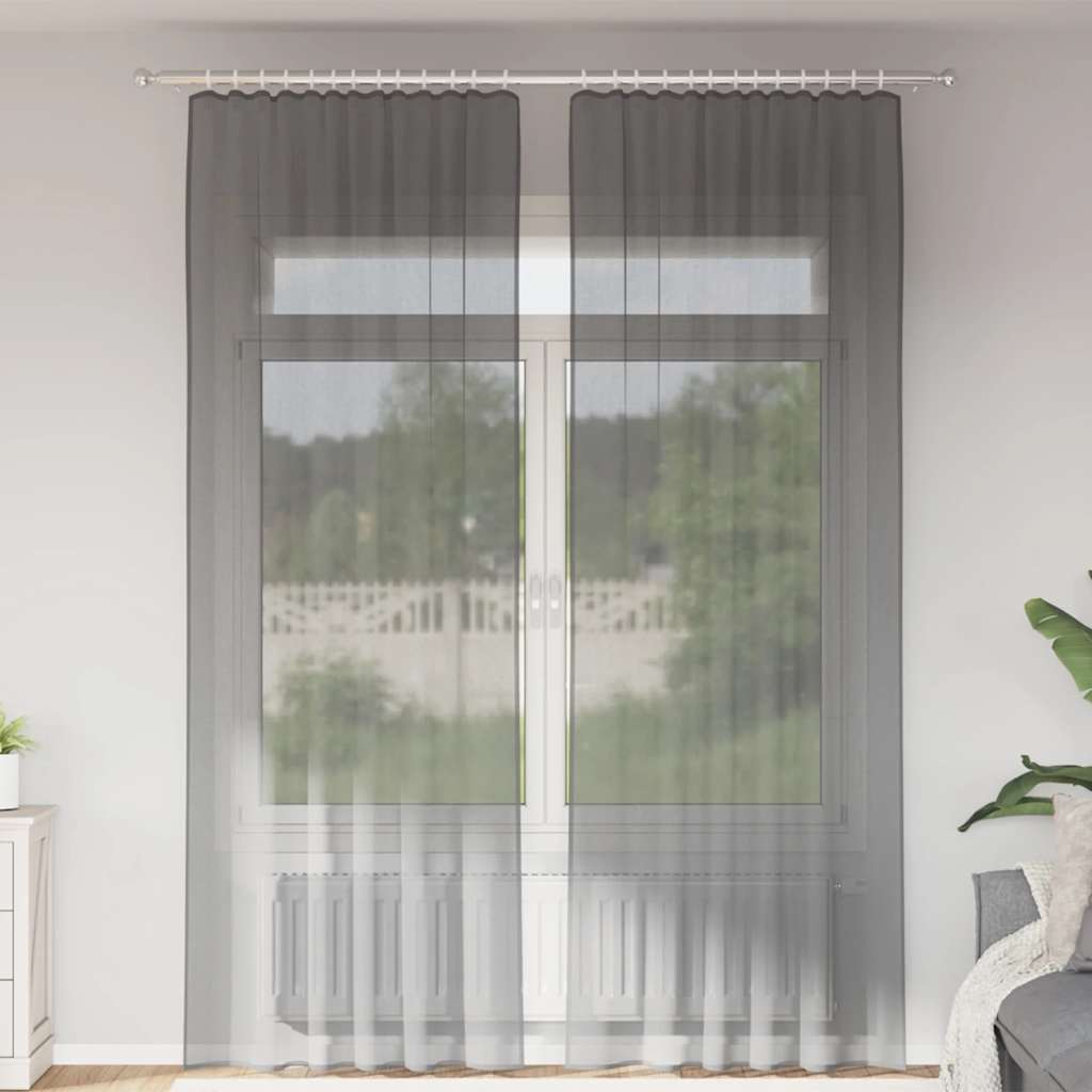 Gordijnen voile met roedezakken 2 st donkergrijs is nu te koop bij PeponiXL, paradijselijk wonen!