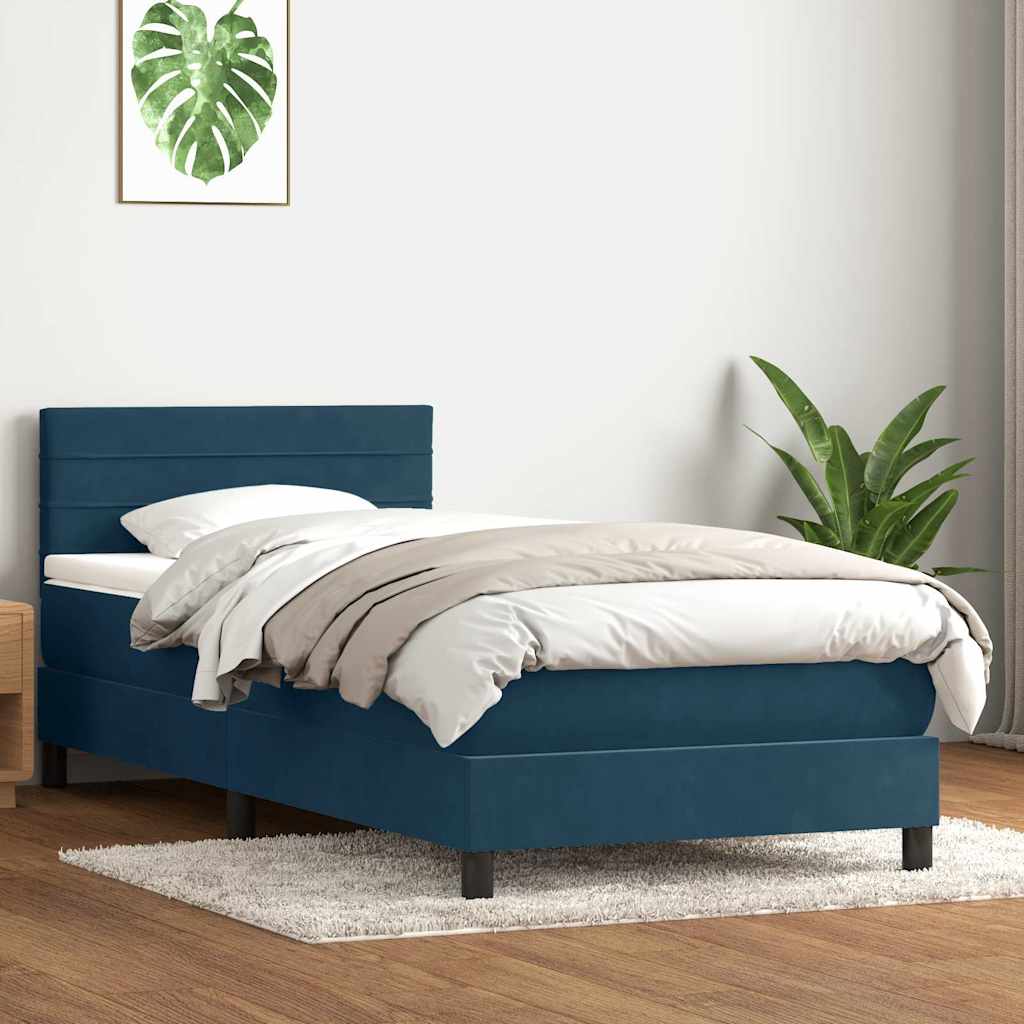 Boxspring met matras fluweel donkerblauw 80x220 cm is nu te koop bij PeponiXL, paradijselijk wonen!