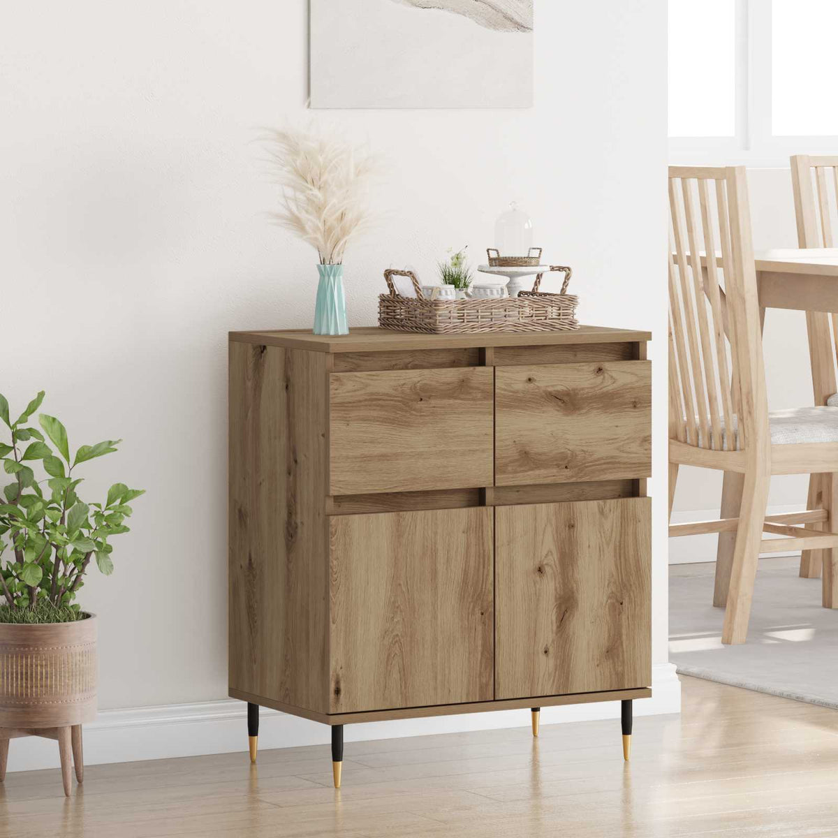 Dressoir Artisan Eiken 60 x 35 x 70 cm Gemonteerd hout en ijzer is nu te koop bij PeponiXL, paradijselijk wonen!