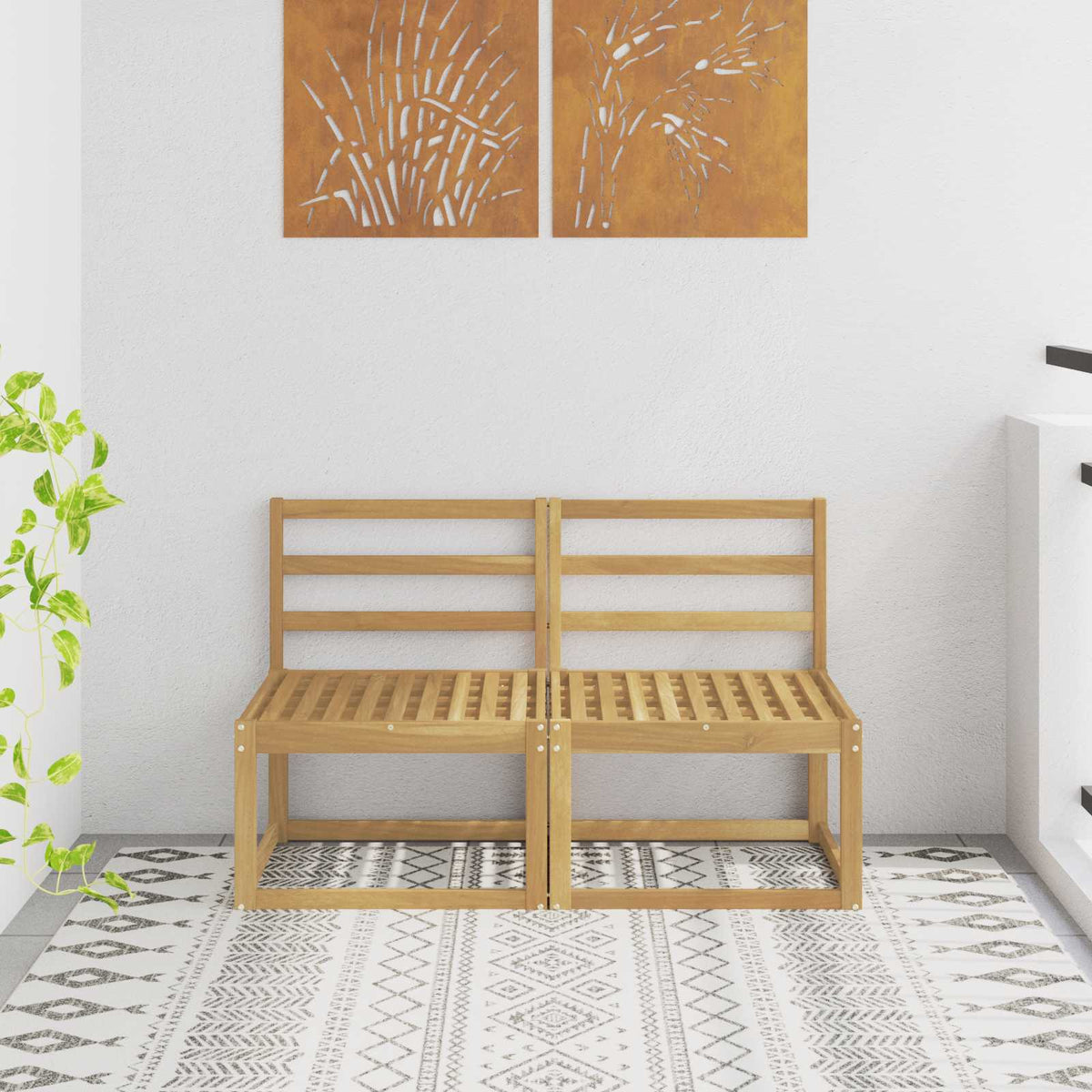 2 Stuk Buiten Midden Sofa Massief Acaciahout Wit is nu te koop bij PeponiXL, paradijselijk wonen!
