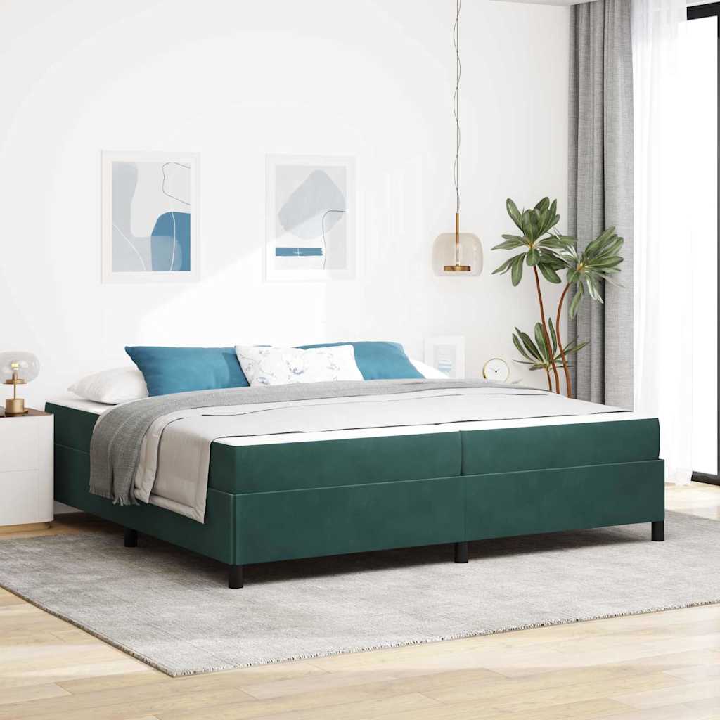 Bedframe met matras Donkergroen 200 x 200 cm Stof is nu te koop bij PeponiXL, paradijselijk wonen!