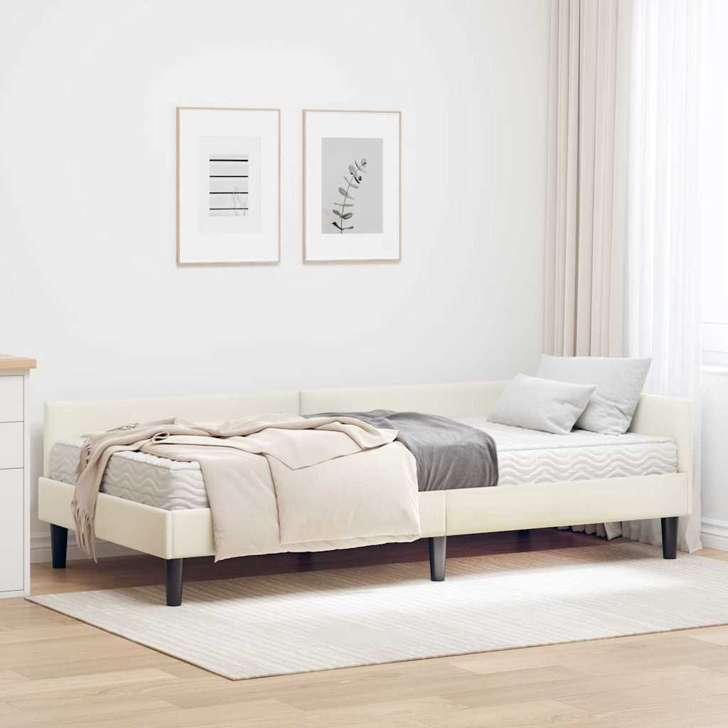 Hoekbedframe met Matras Anders 2 pcs Crème Fluweel is nu te koop bij PeponiXL, paradijselijk wonen!