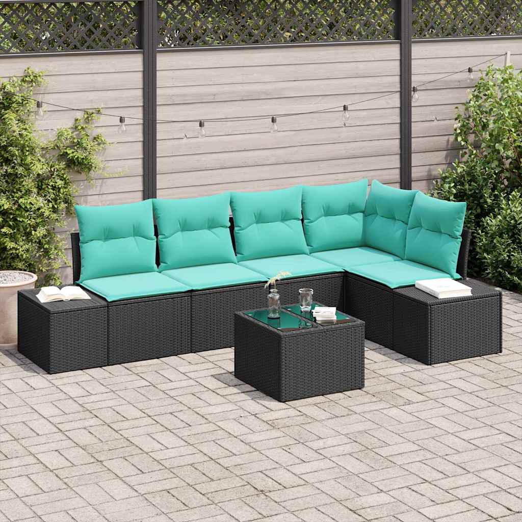 Tuinbankenset met opslag Zwart en Turquoise poly rattan is nu te koop bij PeponiXL, paradijselijk wonen!