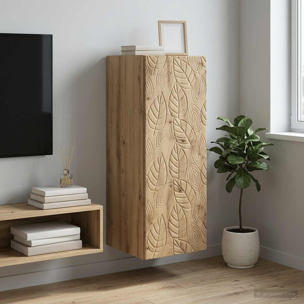 Wandkast 33 x 34,5 x 90 cm Bewerkt hout Artisanaal eiken is nu te koop bij PeponiXL, paradijselijk wonen!