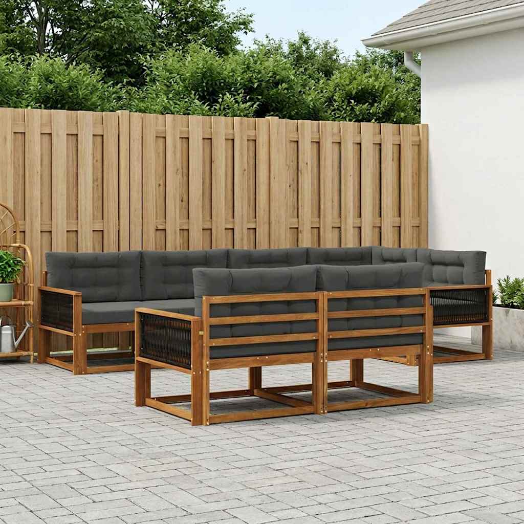 Buiten bankenset met kussen 7 pcs Natuurlijk en Antraciet is nu te koop bij PeponiXL, paradijselijk wonen!