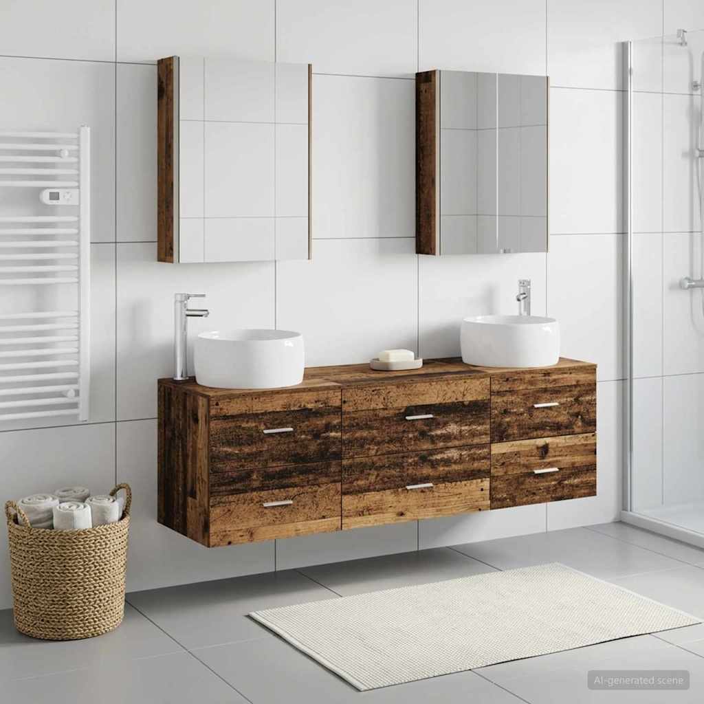 Badkamermeubelset 5 st Oud hout Bewerkt hout en glas is nu te koop bij PeponiXL, paradijselijk wonen!
