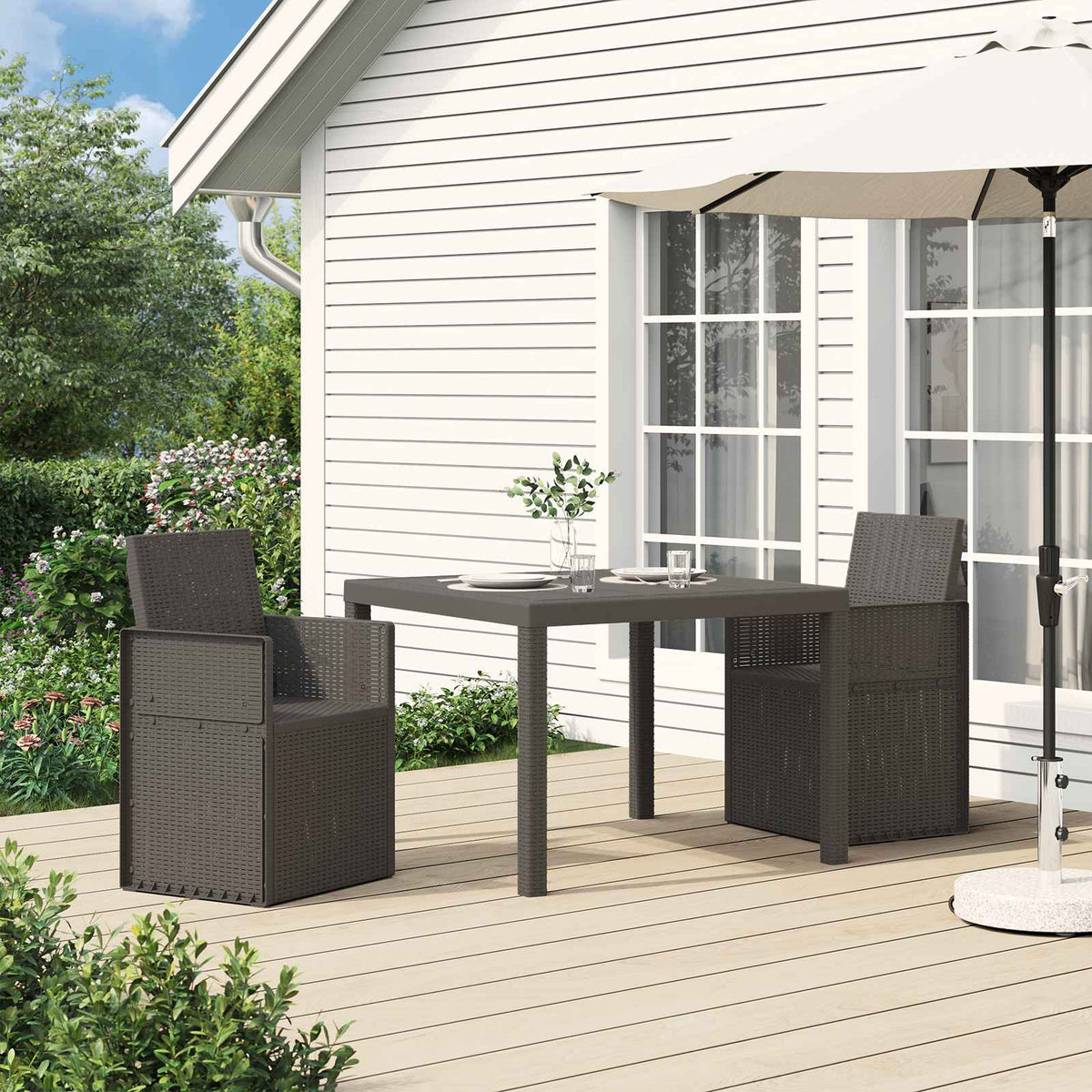 Tuin Eetstoelen 2 pcs Lichtgrijs PP is nu te koop bij PeponiXL, paradijselijk wonen!