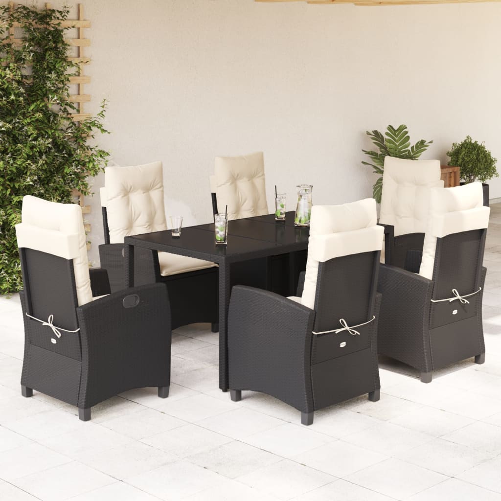 7-delige Tuinset met kussens poly rattan zwart is nu te koop bij PeponiXL, paradijselijk wonen!