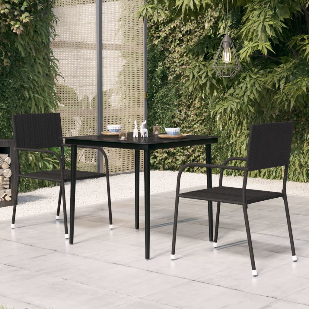 Tuintafel 80x80x74 cm staal en glas zwart is nu te koop bij PeponiXL, paradijselijk wonen!