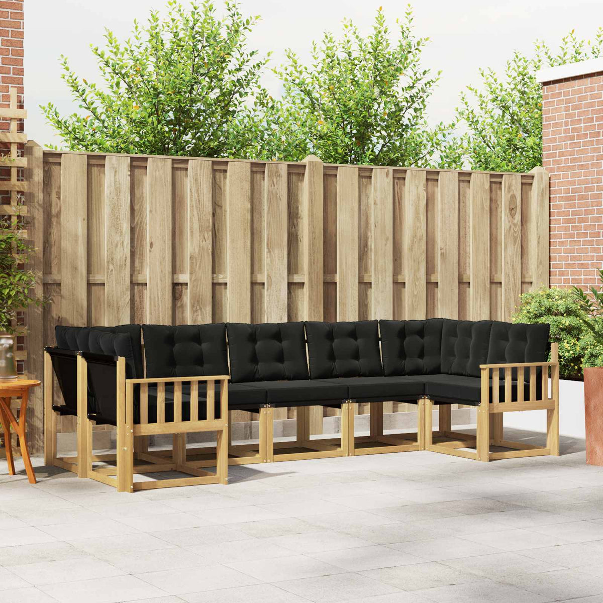 Buiten bankenset met kussen 7 pcs Wit en zwart is nu te koop bij PeponiXL, paradijselijk wonen!