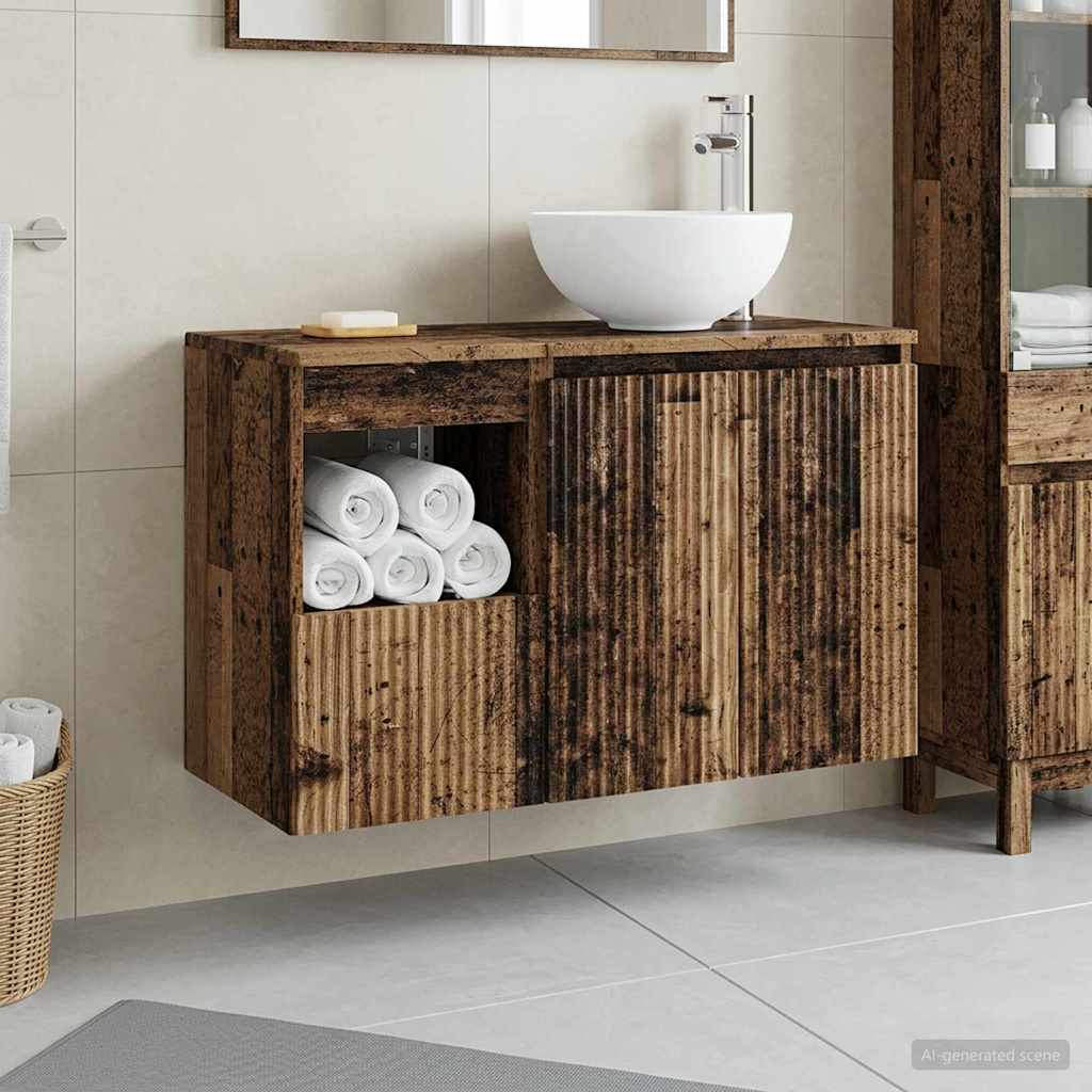 Badkamermeubelset 2 st Oud hout Bewerkt hout is nu te koop bij PeponiXL, paradijselijk wonen!