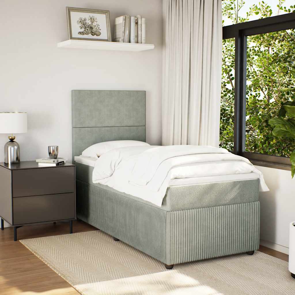Boxspring met matras fluweel lichtgrijs 90x190 cm is nu te koop bij PeponiXL, paradijselijk wonen!