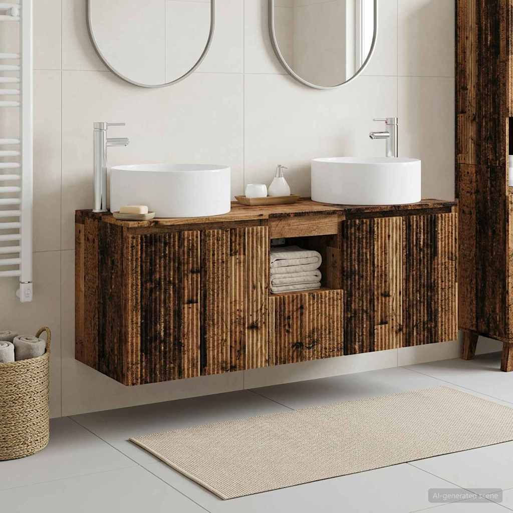 Badkamerkastenset 3 st Oud hout 49,5 x 44,5 x 65,5 cm is nu te koop bij PeponiXL, paradijselijk wonen!