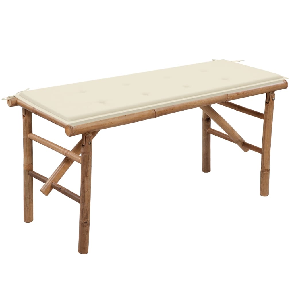 Tuinbank inklapbaar met kussen 118 cm bamboe is nu te koop bij PeponiXL, paradijselijk wonen!