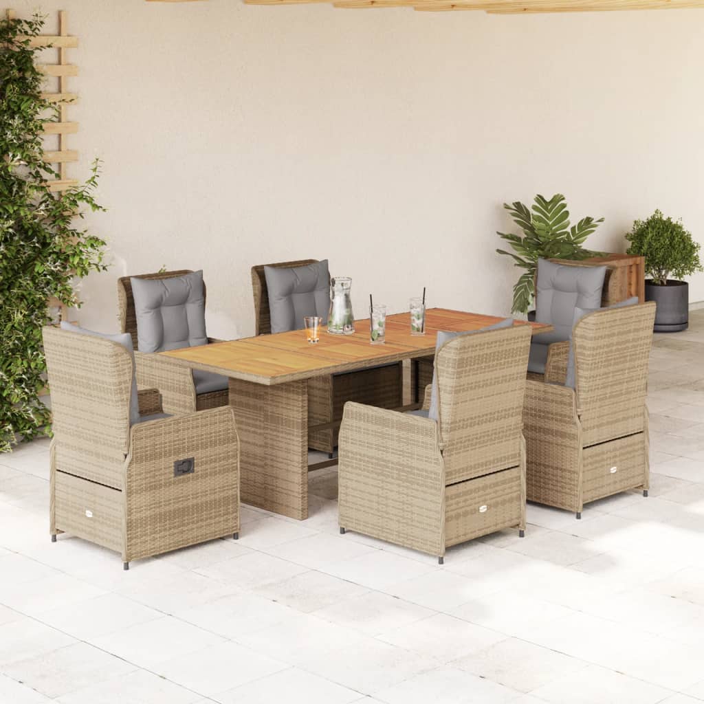 7-delige Tuinset met kussens poly rattan beige is nu te koop bij PeponiXL, paradijselijk wonen!