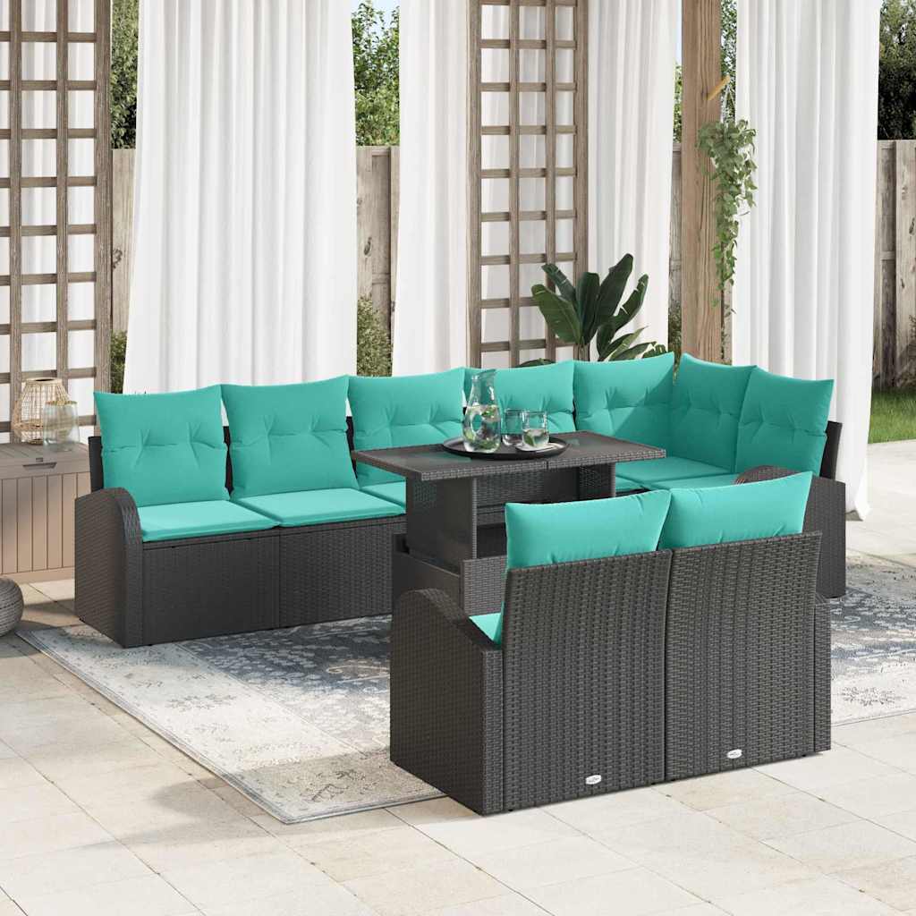 Tuin Sofa Set met opslag 9 pcs Zwart Poly riet is nu te koop bij PeponiXL, paradijselijk wonen!