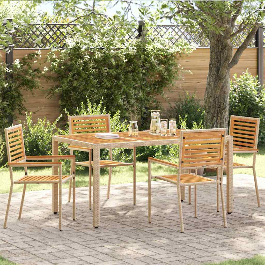 Tuinstapelstoelen 4 pcs Bruin en beige 54 x 56 x 90 cm is nu te koop bij PeponiXL, paradijselijk wonen!