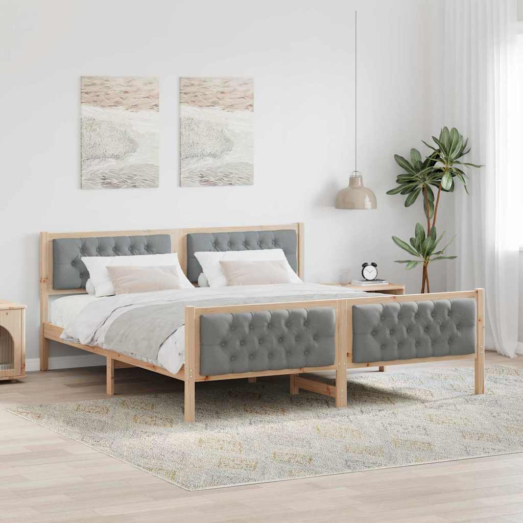 Bedframe Lichtgrijs 180 x 200 cm Massief grenenhout is nu te koop bij PeponiXL, paradijselijk wonen!