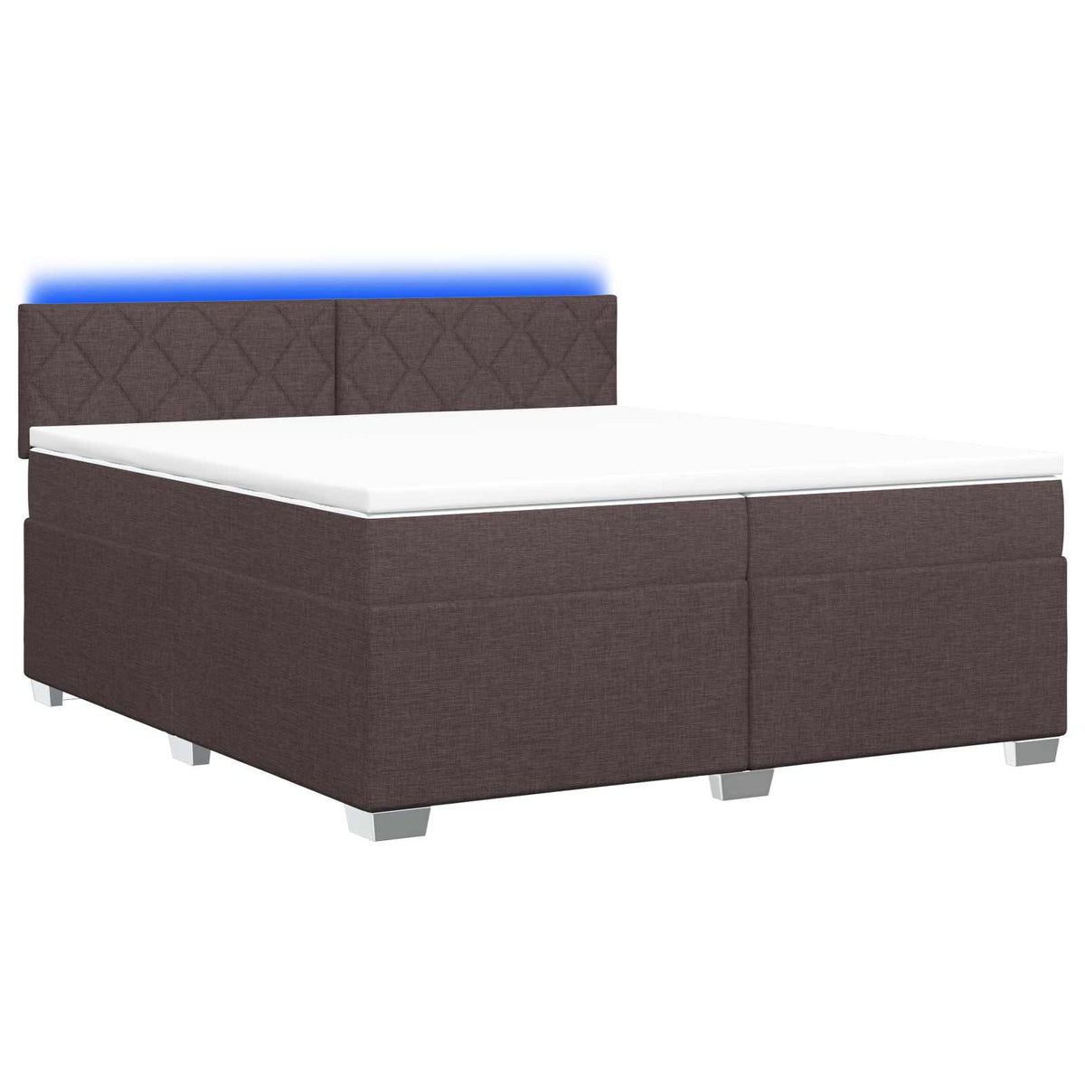 Boxspring Bed met Matras en LED Donkerbruin 200 x 200 cm Stof is nu te koop bij PeponiXL, paradijselijk wonen!