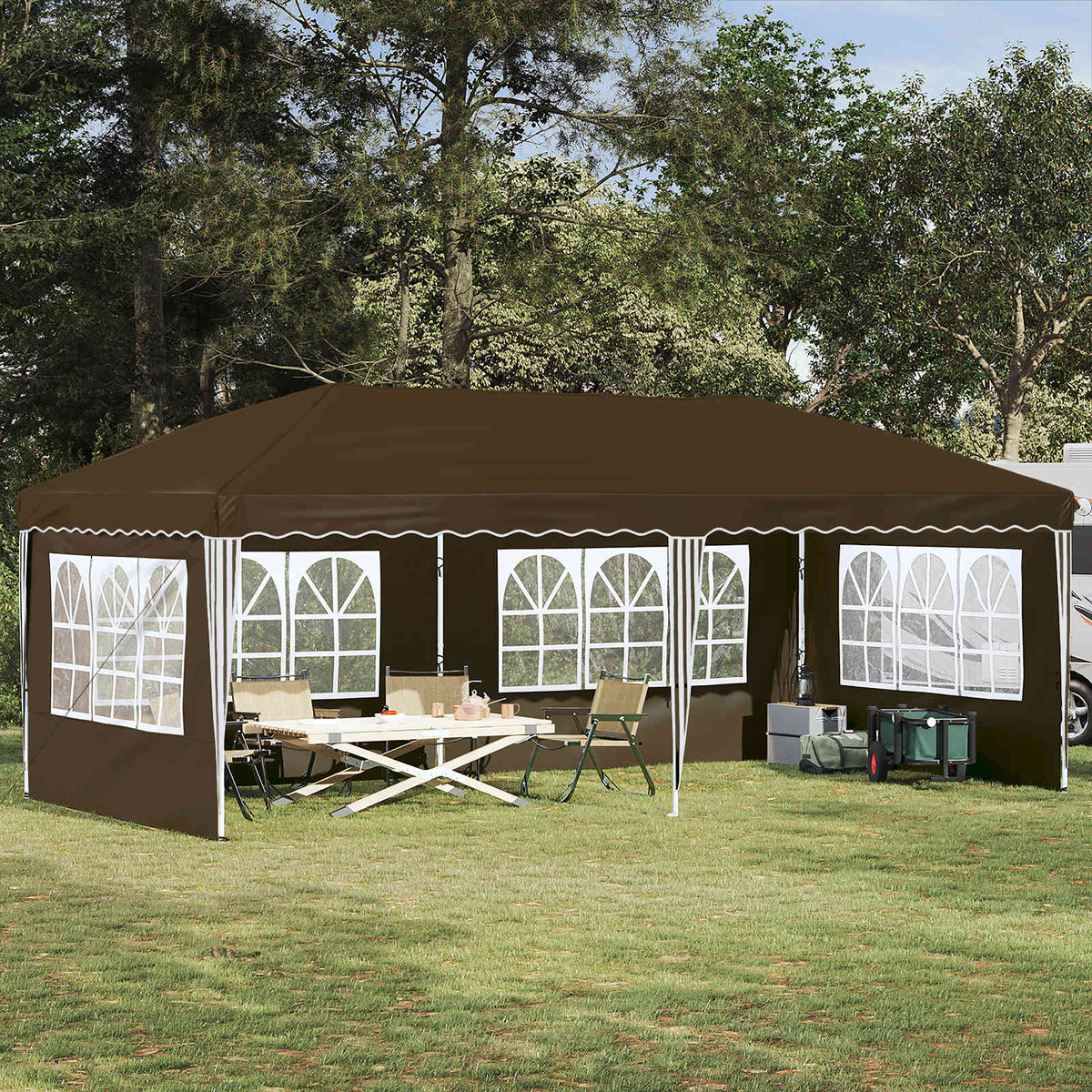 Pop-up Feesttent 575 x 289 x 245 cm Taupe is nu te koop bij PeponiXL, paradijselijk wonen!