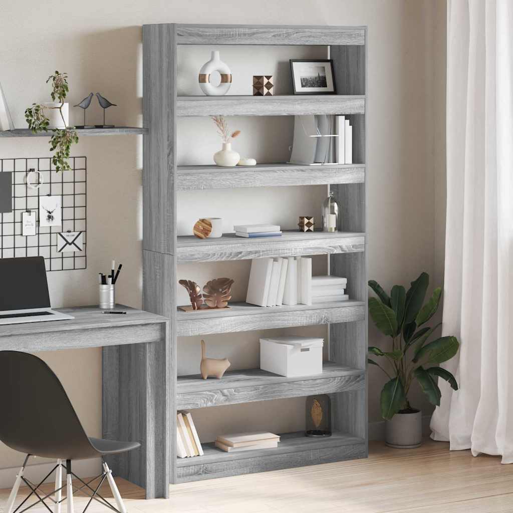 Boekenkast Grijs Sonoma 100 x 30 x 198 cm Bewerkt hout is nu te koop bij PeponiXL, paradijselijk wonen!