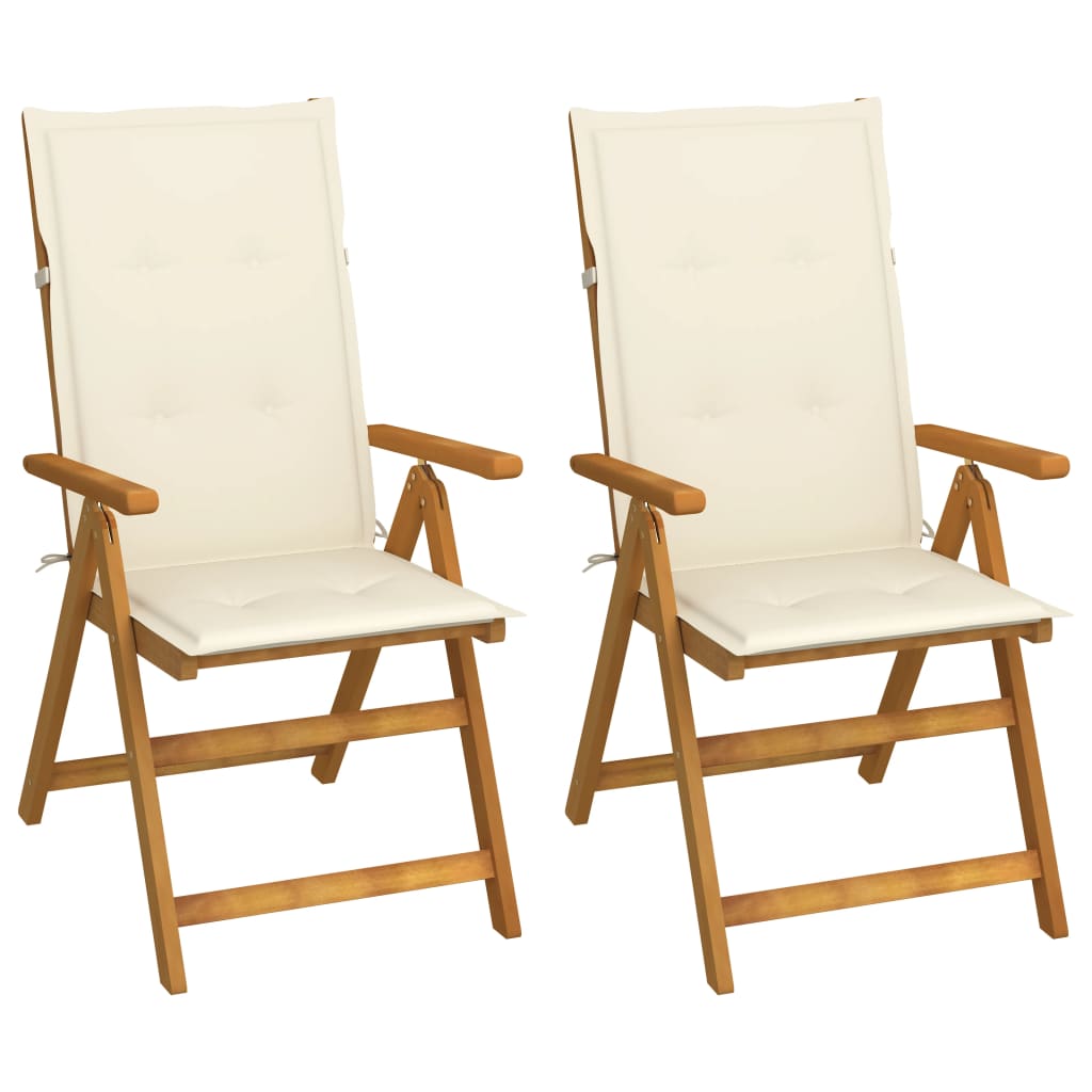 Tuinstoelen 2 st verstelbaar met kussens massief acaciahout is nu te koop bij PeponiXL, paradijselijk wonen!