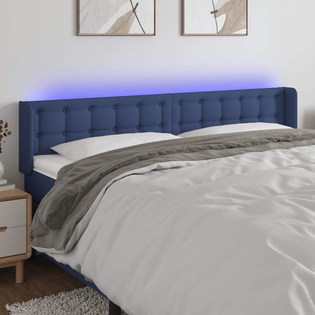 Hoofdbord LED 163x16x78/88 cm stof blauw is nu te koop bij PeponiXL, paradijselijk wonen!