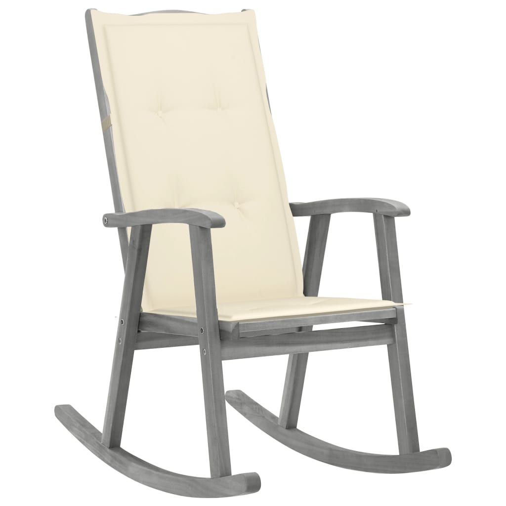 Schommelstoel met kussens massief acaciahout grijs is nu te koop bij PeponiXL, paradijselijk wonen!