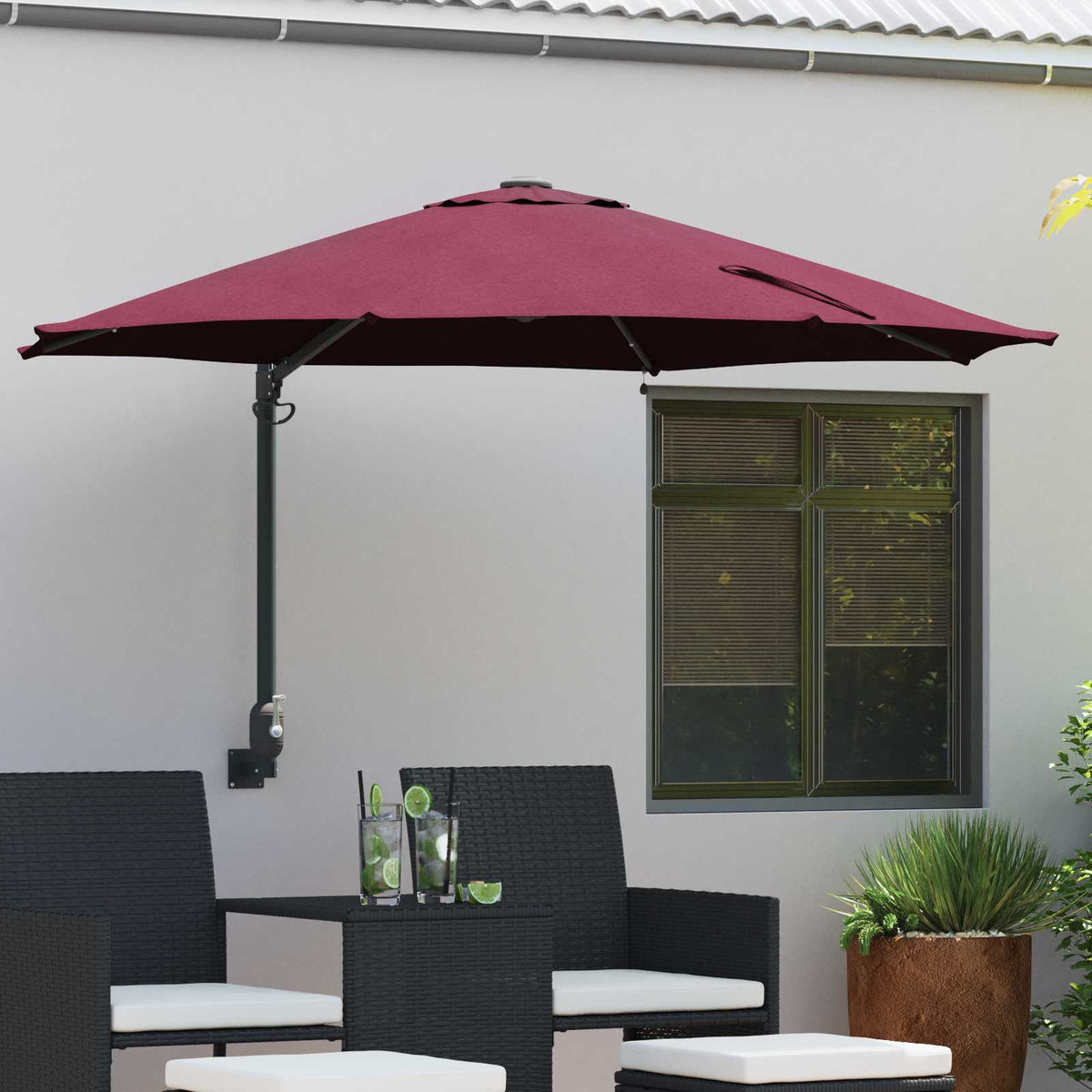 Tuinparasol Bordeaux Rood 248 x 248 x 148 cm Polyester en staal is nu te koop bij PeponiXL, paradijselijk wonen!