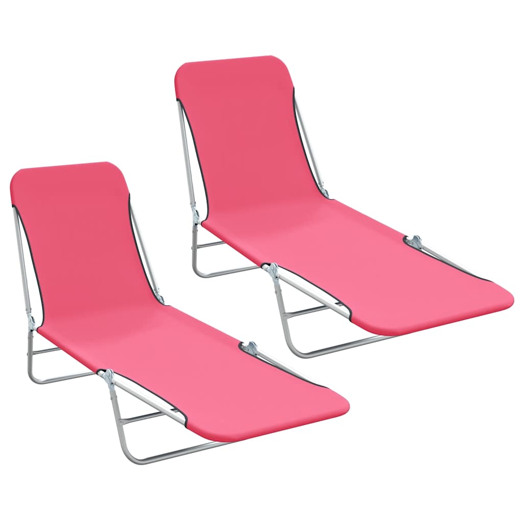 Ligbedden inklapbaar 2 st staal en stof roze is nu te koop bij PeponiXL, paradijselijk wonen!