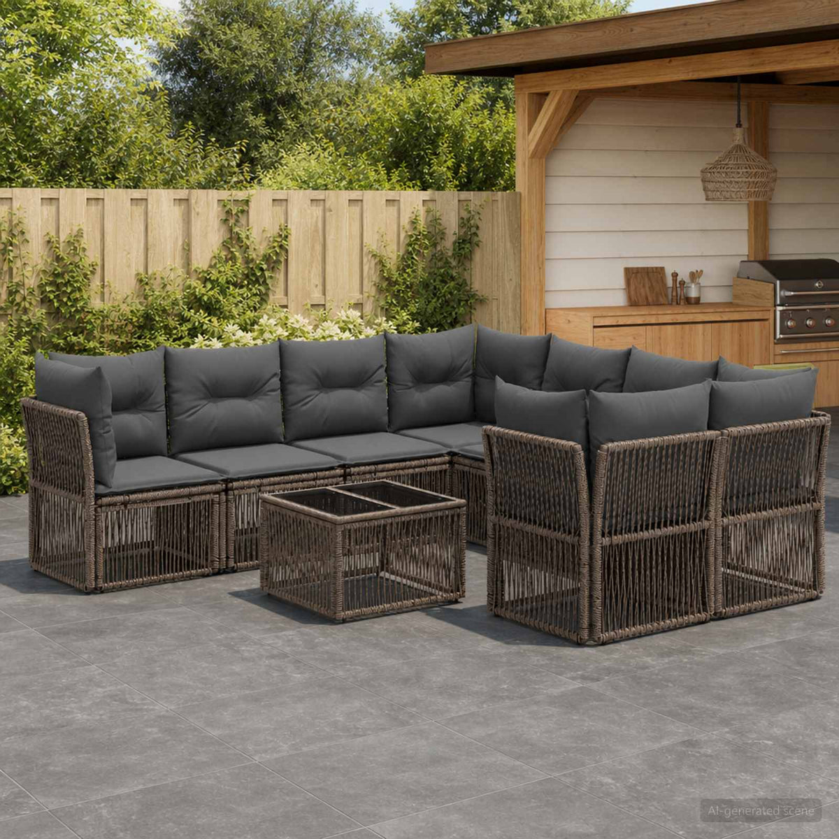 Tuinbankenset 9 st Grijs poly rattan is nu te koop bij PeponiXL, paradijselijk wonen!