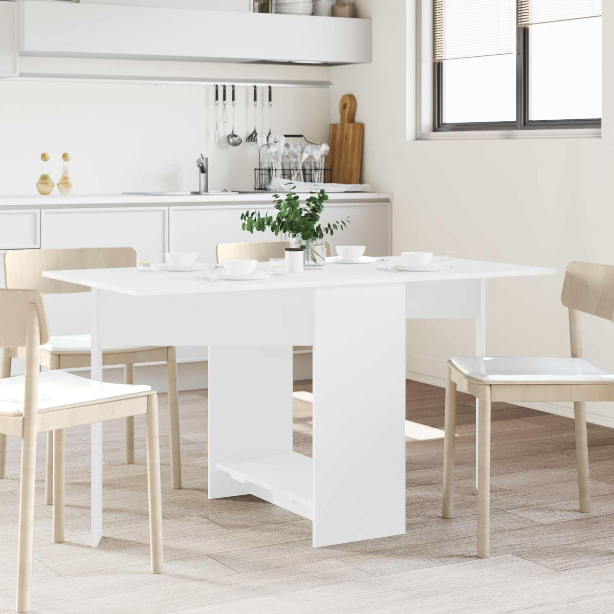 Eettafel 138 x 70 x 73,5 cm Bewerkt hout Wit Rechthoekig is nu te koop bij PeponiXL, paradijselijk wonen!