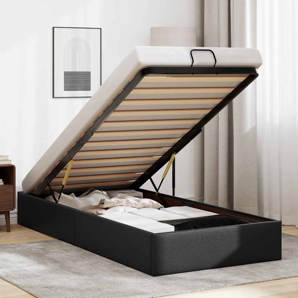 Bedframe zonder matras 90x190 cm kunstleer zwart is nu te koop bij PeponiXL, paradijselijk wonen!