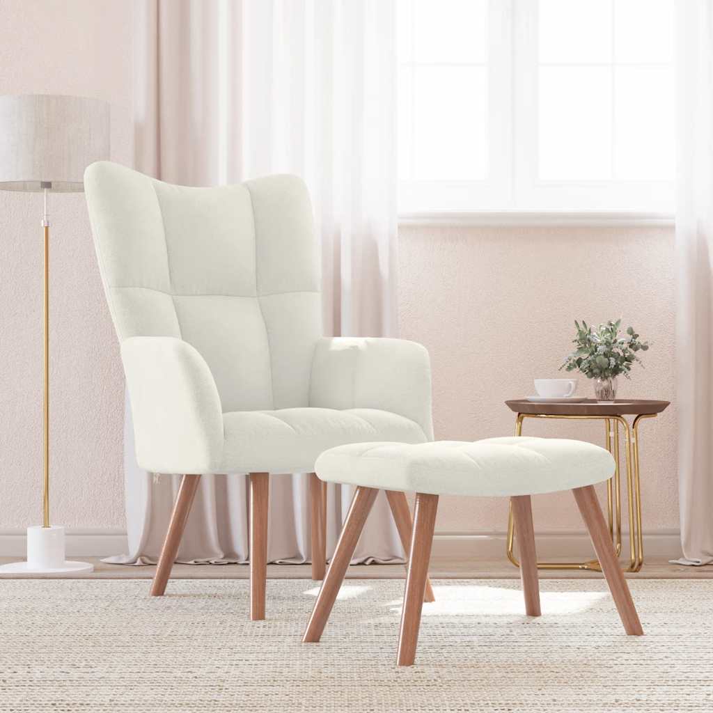 Relaxstoel met voetenbank fluweel crèmewit is nu te koop bij PeponiXL, paradijselijk wonen!