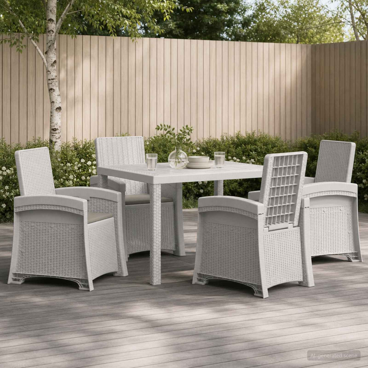 Tuin eettafelset 5 st Wit en Lichtgrijs PP is nu te koop bij PeponiXL, paradijselijk wonen!