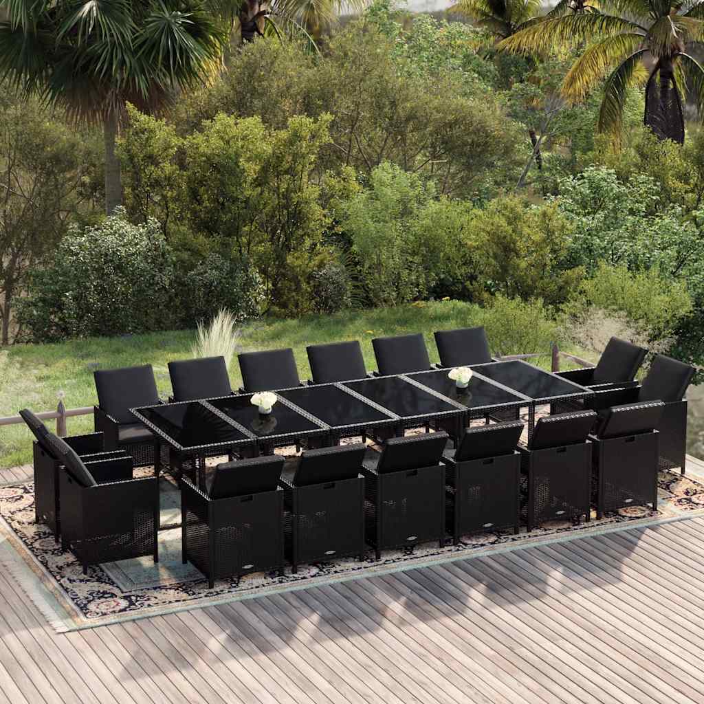 17-delige Tuinset met kussens poly rattan zwart is nu te koop bij PeponiXL, paradijselijk wonen!