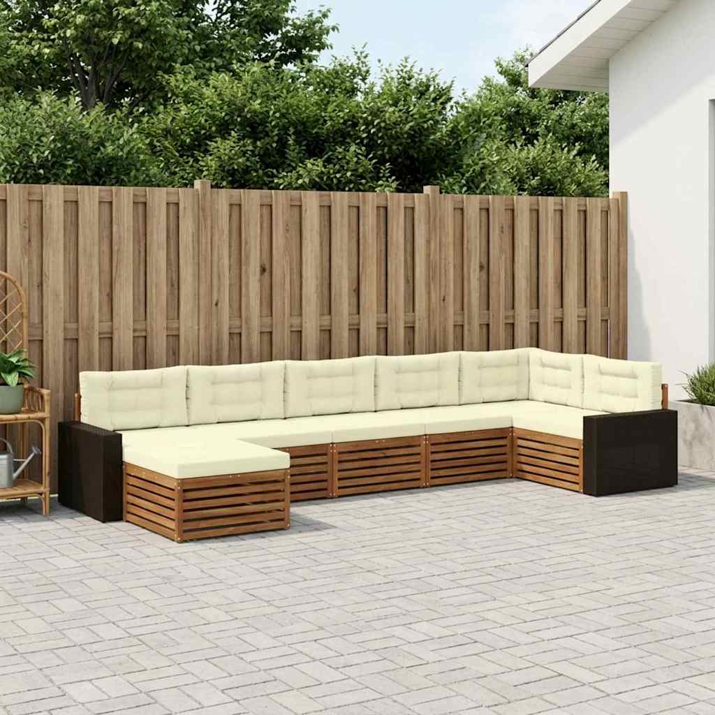 Buiten bankenset met kussen 7 pcs Natuurlijk en Crème is nu te koop bij PeponiXL, paradijselijk wonen!
