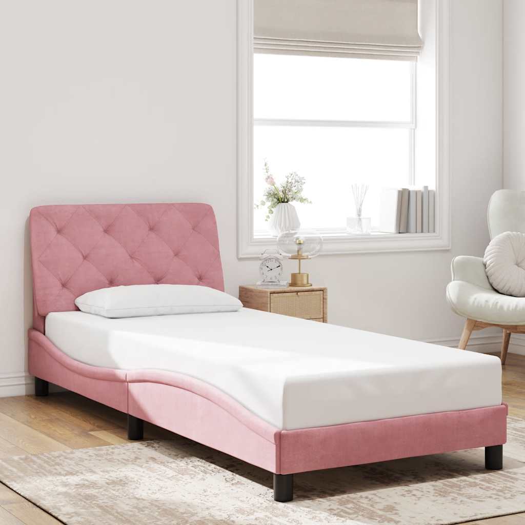 Bedframe zonder matras fluweel roze 80x200 cm is nu te koop bij PeponiXL, paradijselijk wonen!