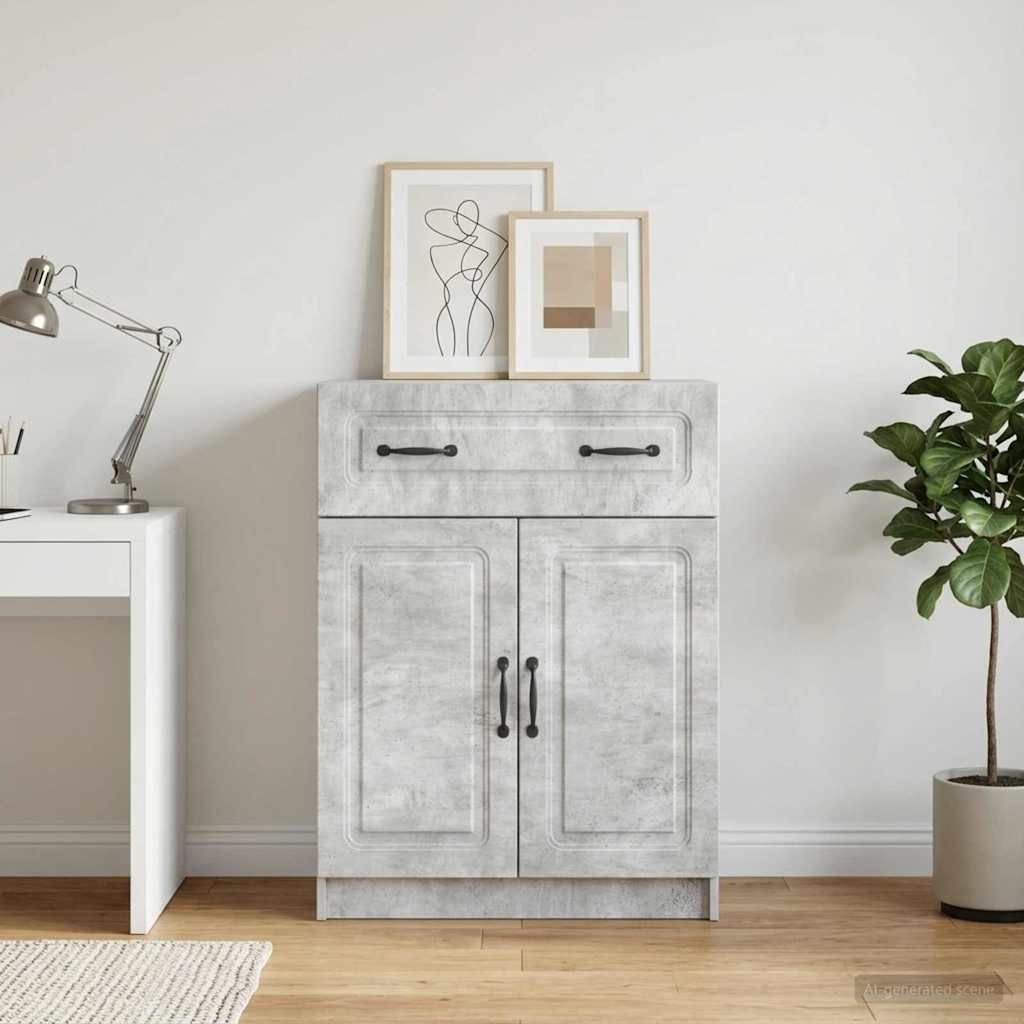 Dressoir met lade Betongrijs 66 x 34,5 x 87 cm Bewerkt hout is nu te koop bij PeponiXL, paradijselijk wonen!