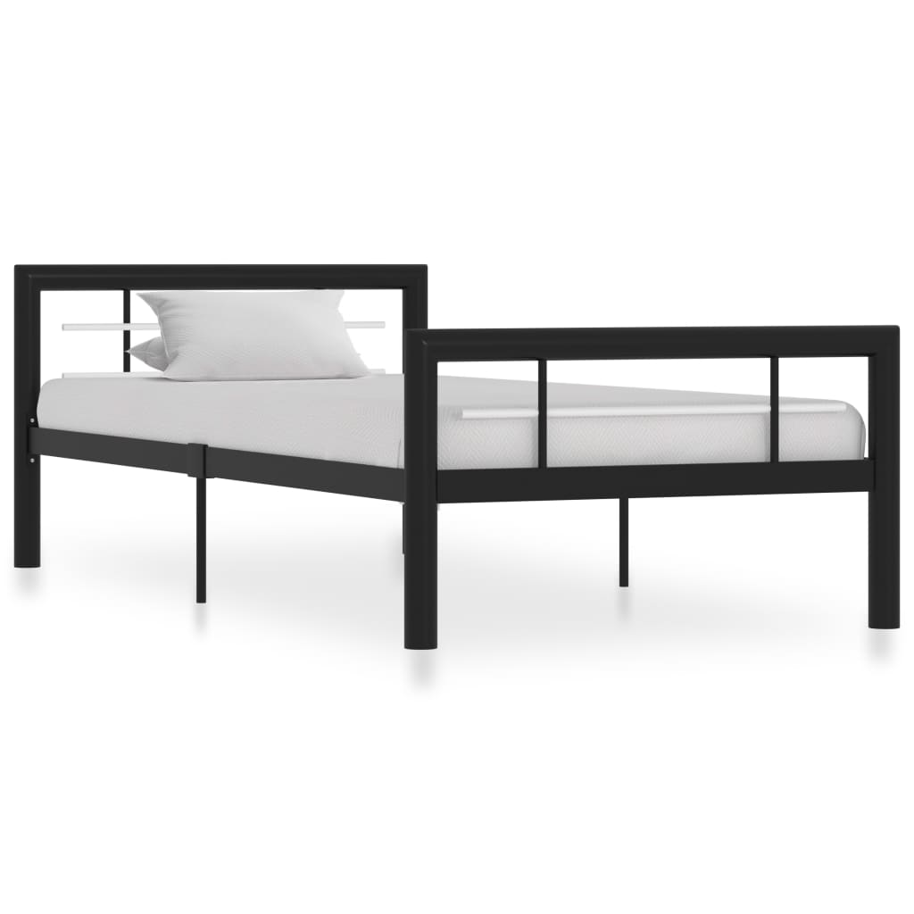 Bedframe metaal zwart en wit 100x200 cm is nu te koop bij PeponiXL, paradijselijk wonen!