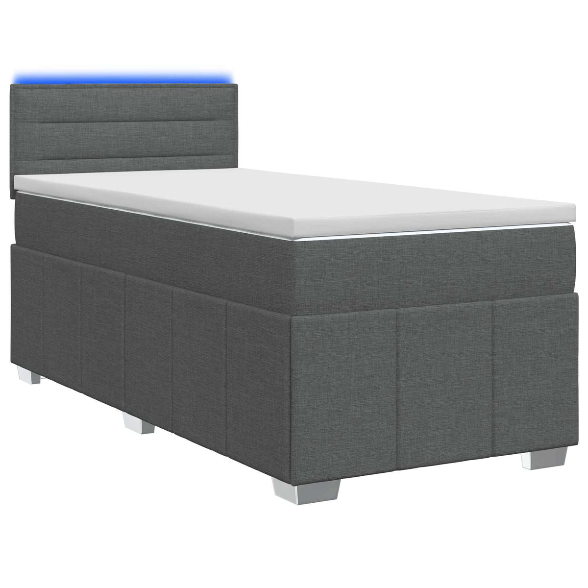 Boxspring Bed met Matras en LED Donkergrijs 90 x 190 cm Stof is nu te koop bij PeponiXL, paradijselijk wonen!