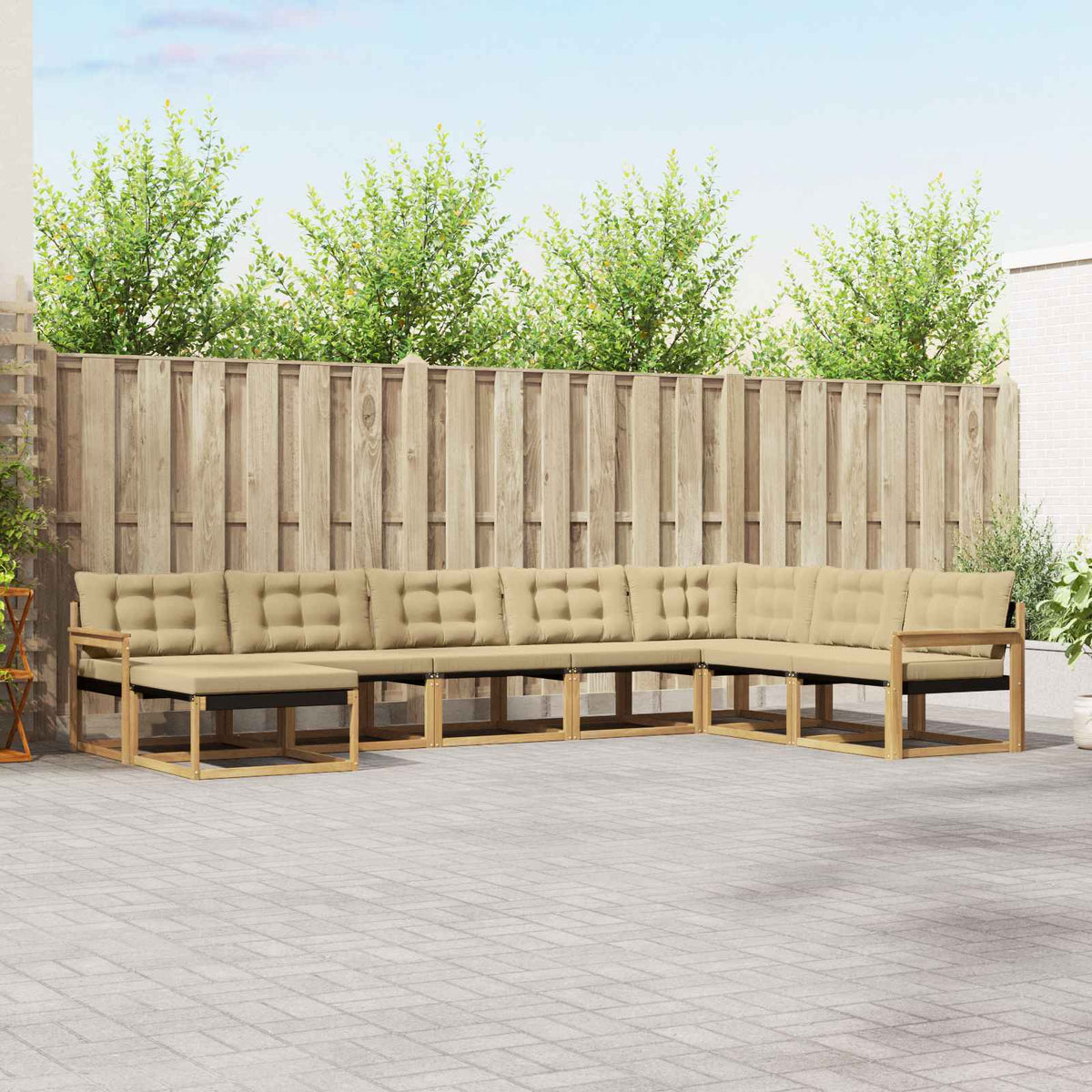 Buiten bankenset met kussen 8 pcs Wit en Beige is nu te koop bij PeponiXL, paradijselijk wonen!