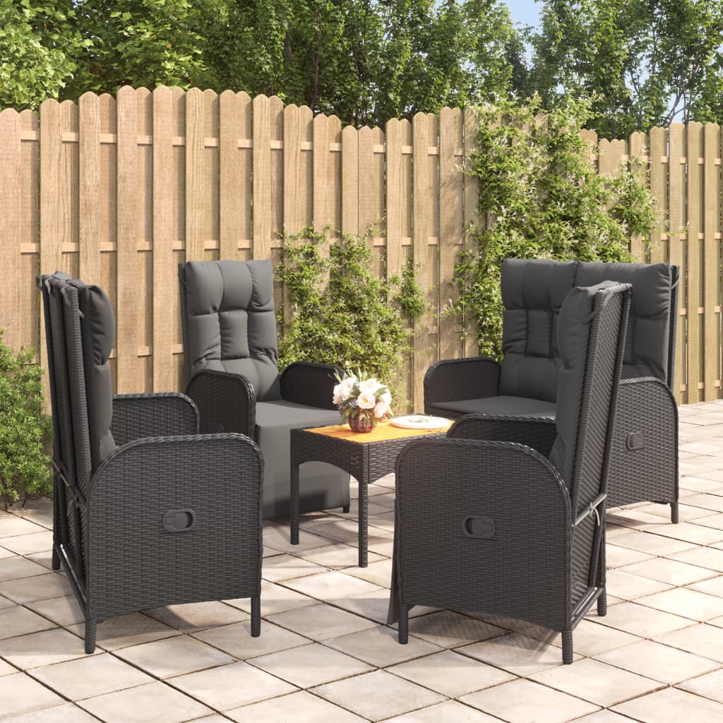5-delige Tuinset met kussens poly rattan zwart is nu te koop bij PeponiXL, paradijselijk wonen!